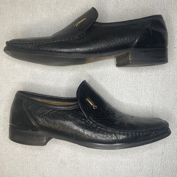Authentic ZILLI Handmade Italian Black Leather Loafers 44 1/2 Slip On main image 13